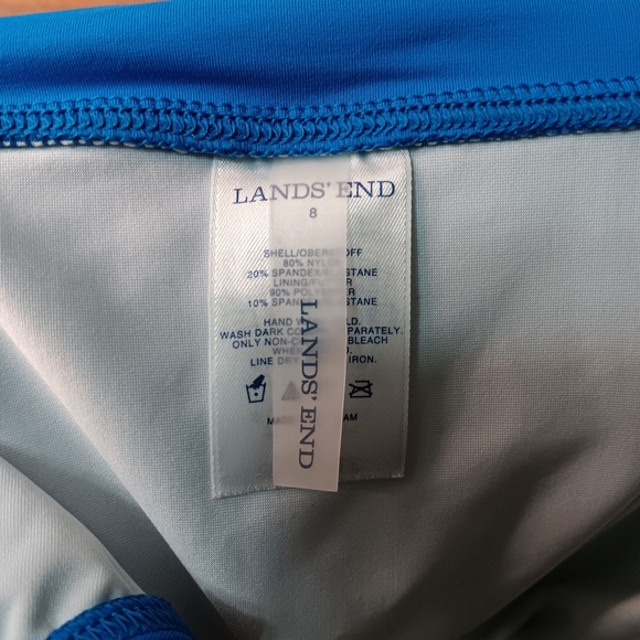 Lands' End Swimsuit Bathing Suit Blue Tankini Two Piece Size 8 Built In Bra Wire - Picture 8 of 11